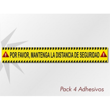 Pack 4 Adhesivos Franja Distancia Seguridad